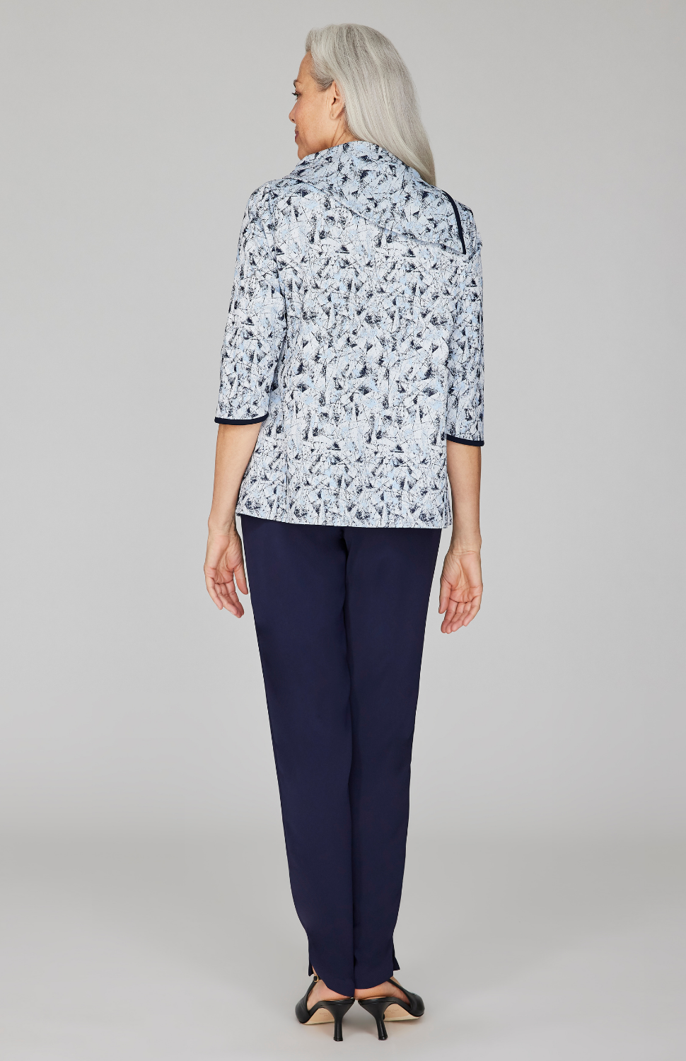 Expressionist Stretch Jacquard Oversized Collar Tunic