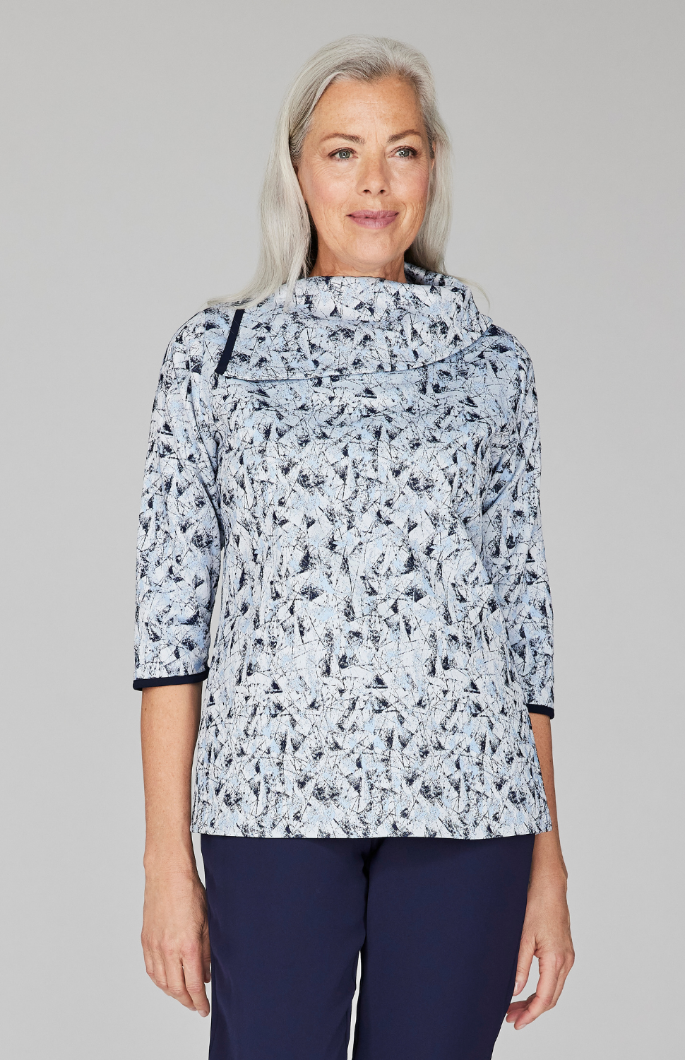 Expressionist Stretch Jacquard Oversized Collar Tunic