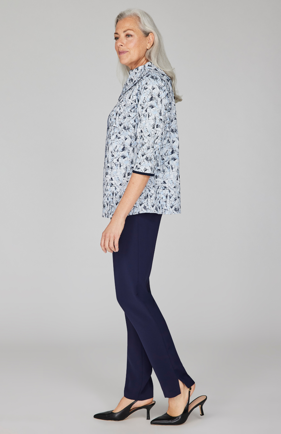 Expressionist Stretch Jacquard Oversized Collar Tunic