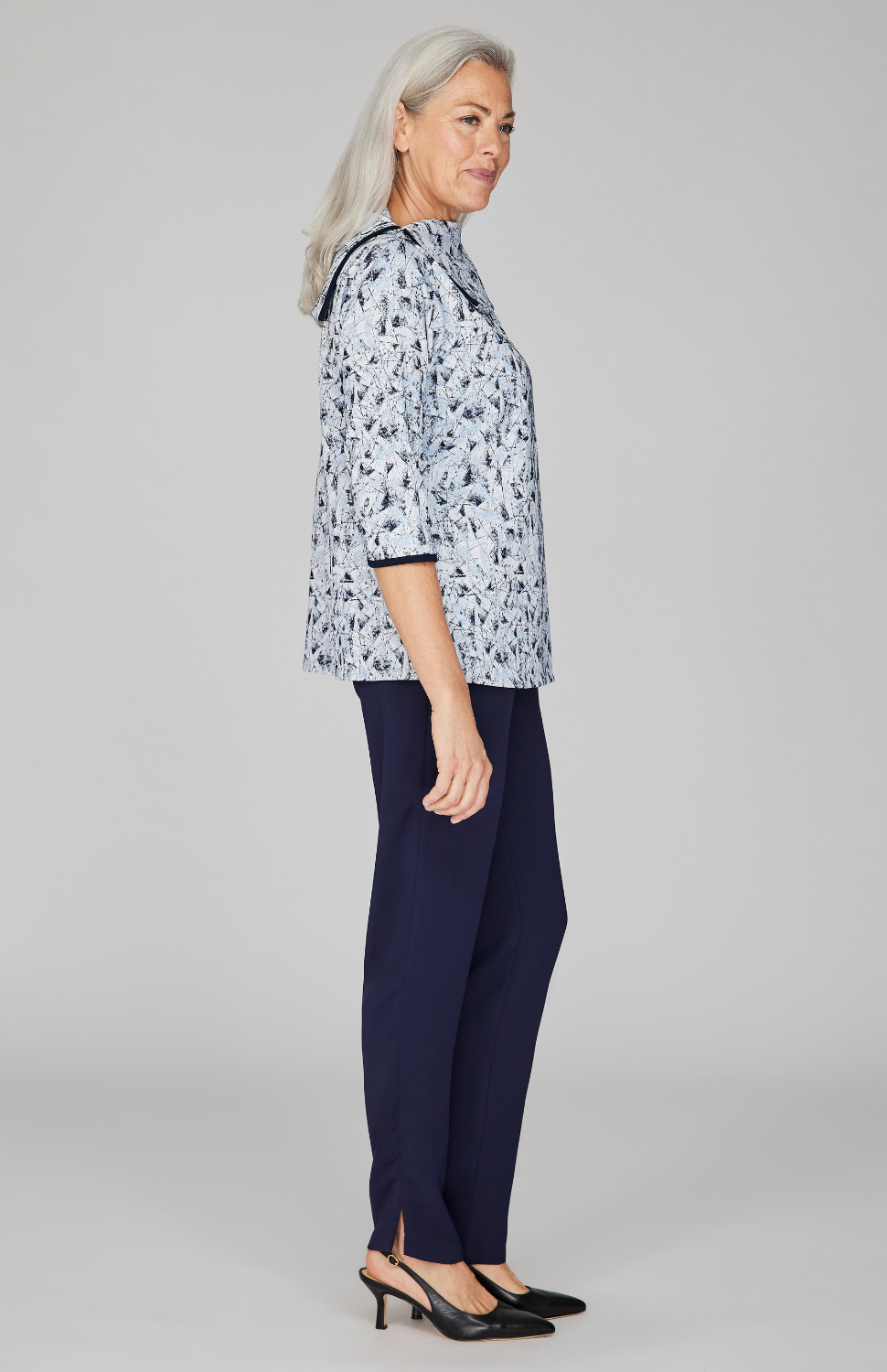 Expressionist Stretch Jacquard Oversized Collar Tunic