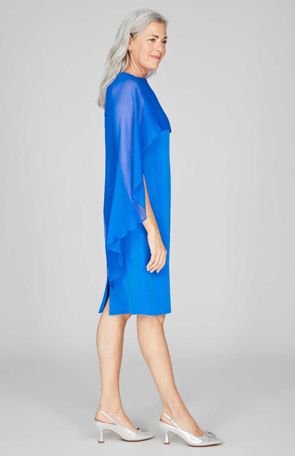 Silk Dress w/ Chiffon Capelet Medium / Black SLK