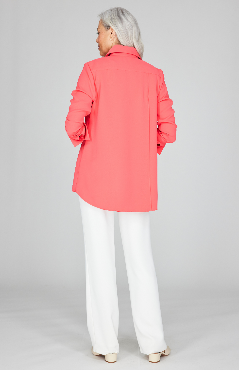 Lustrous Crepe Back Overlap Shirt