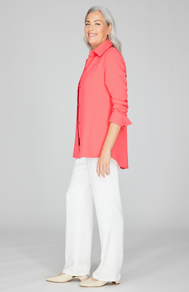 Lustrous Crepe Back Overlap Shirt