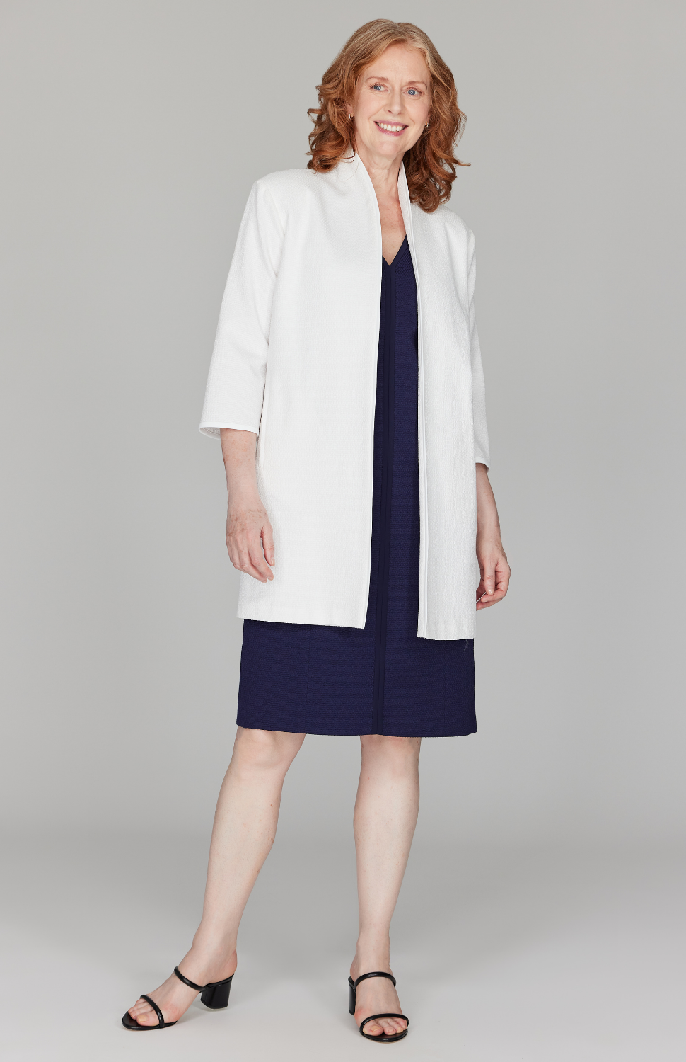 Pique V Neck Fitted Dress w/ Bias