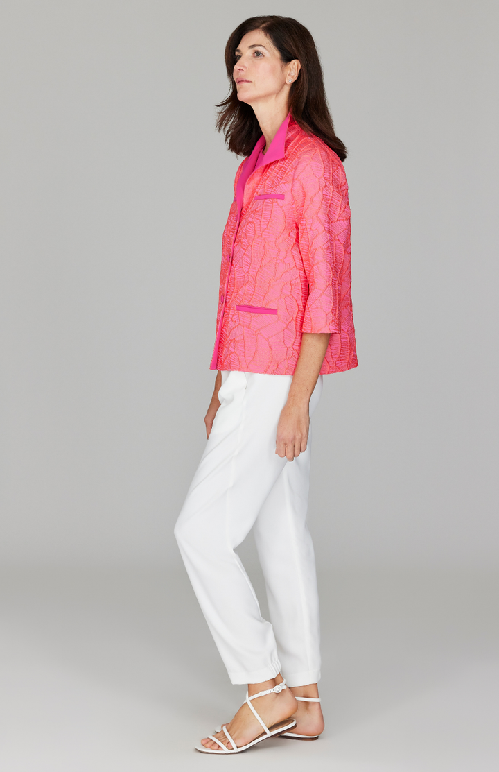 Ekaterina is 5'10" and wearing a size XS in Pink.