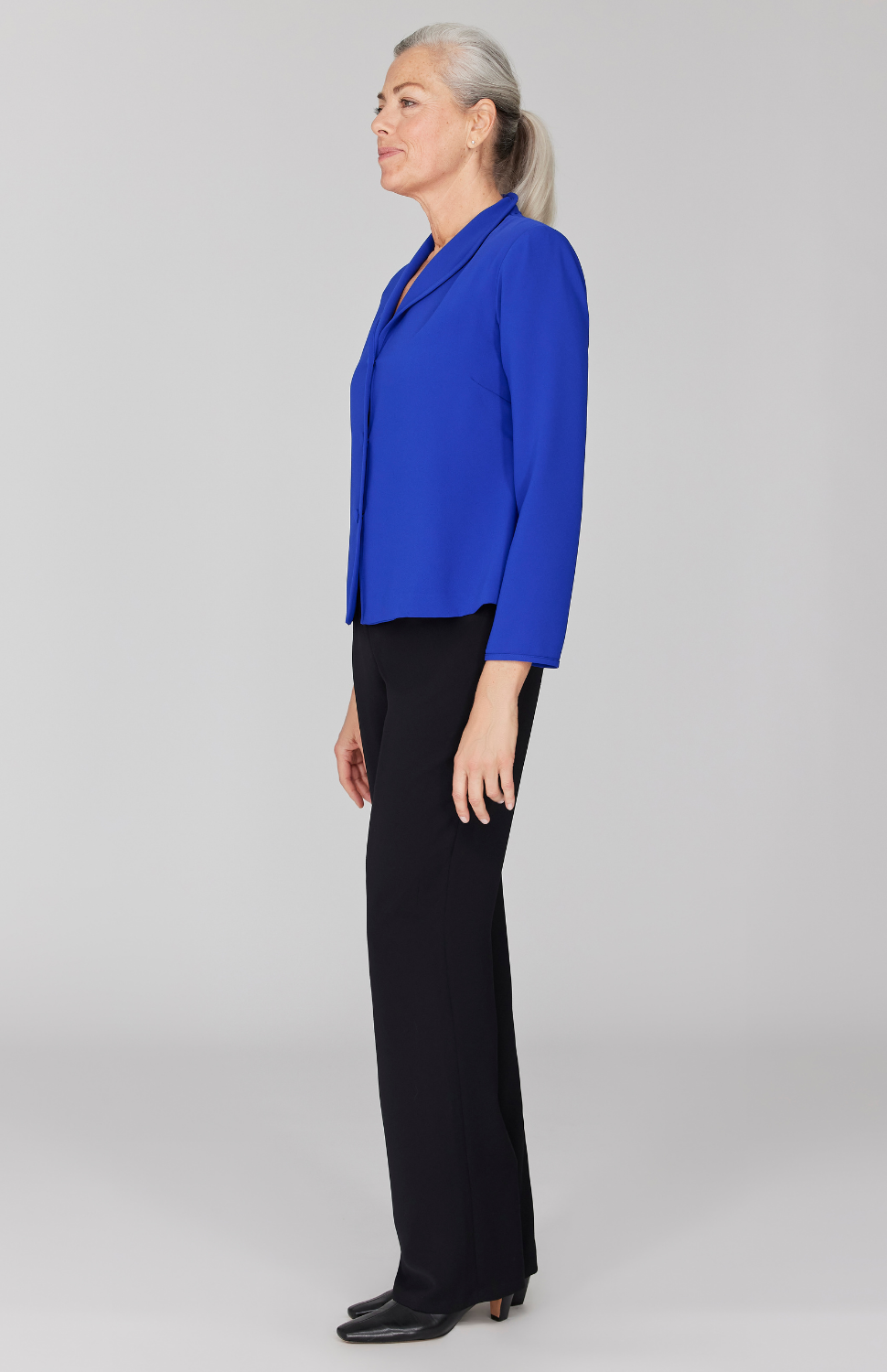 Fabienne is 5' 9" and wearing Cobalt in size XS.