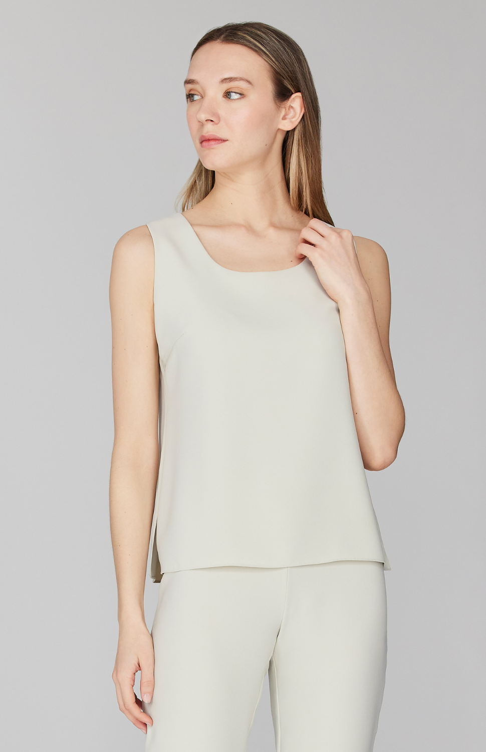 Lustrous Crepe Scoop Neck Tank