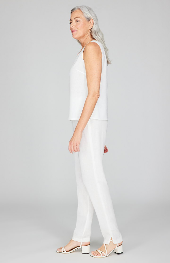 Microlinen Essential Narrow Leg Pant w/Flat Front &amp; Back Elastic