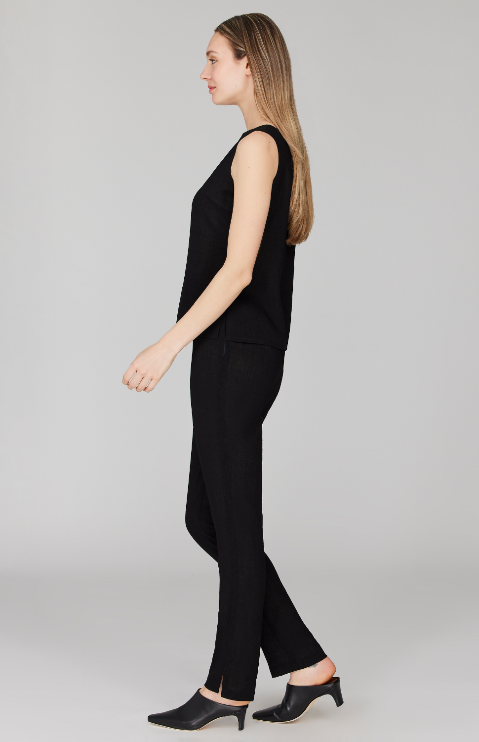 Microlinen Essential Narrow Leg Pant w/Flat Front, Back Elastic, & Slimmest Fit