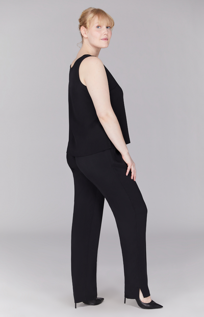 Silk Essential Narrow Leg Pant w/Flat Front & Back Elastic