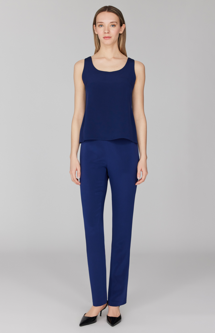 Silk Essential Narrow Leg Pant w/Flat Front, Back Elastic, & Slimmest Fit