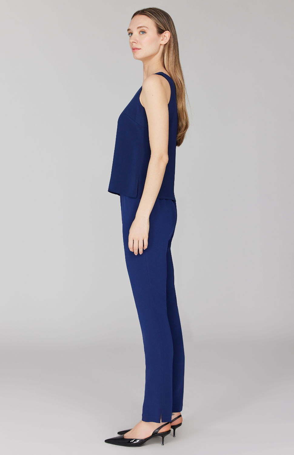 Silk Essential Narrow Leg Pant w/Flat Front, Back Elastic, & Slimmest Fit