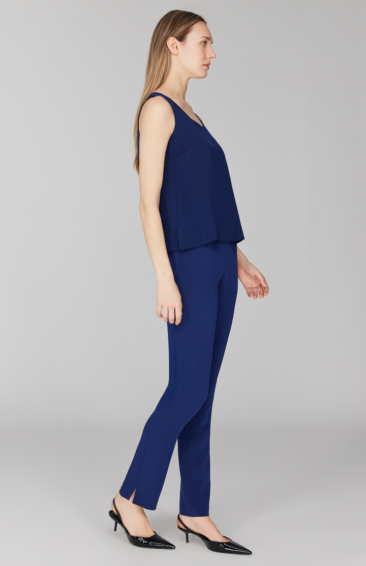 Silk Essential Narrow Leg Pant w/Flat Front, Back Elastic, & Slimmest Fit
