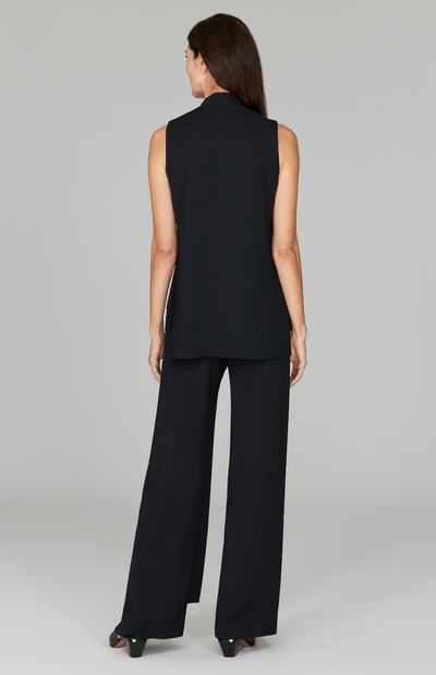 Lustrous Crepe Overlap Pant w/ Back Elastic