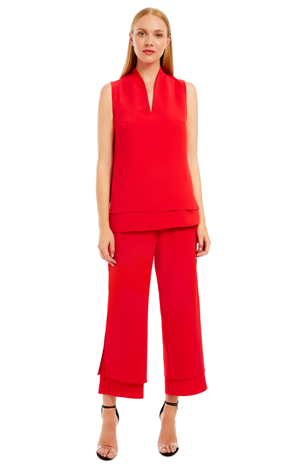 The model is 5'10" and wearing a size XS in Ruby.