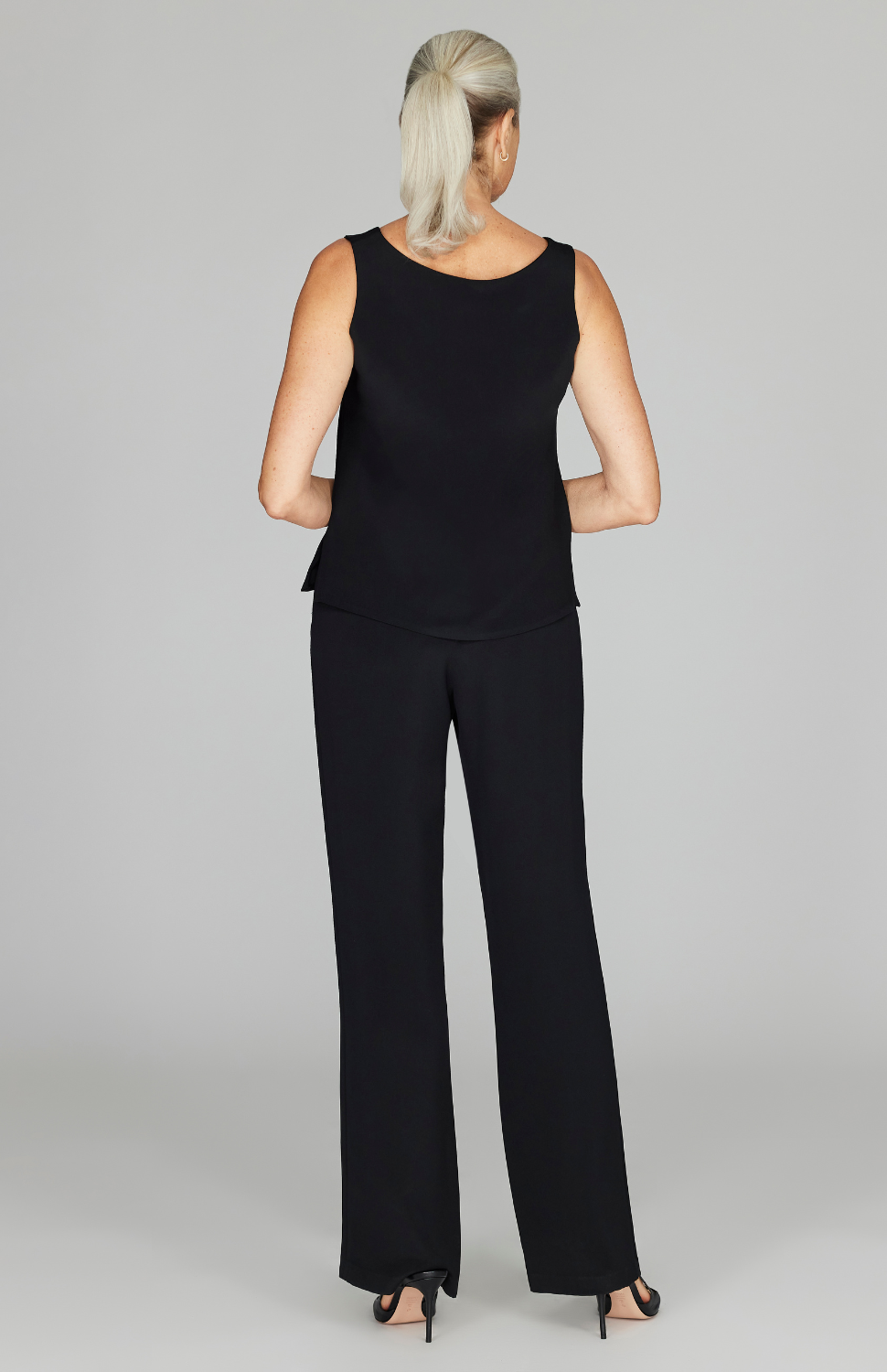 Silk Essential Straight Leg Pant w/Flat Front & Back Elastic