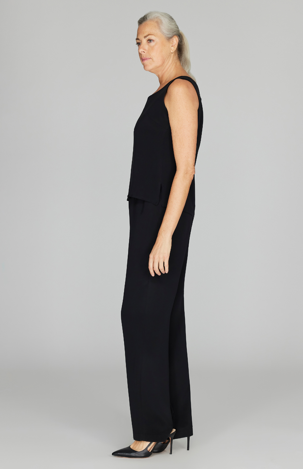 Silk Essential Straight Leg Pant w/Flat Front & Back Elastic