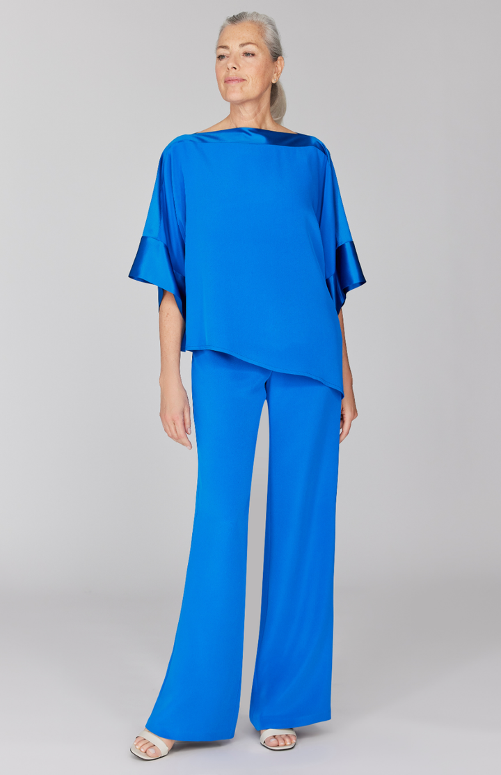 Silk Essential Wide Leg Pant w/Flat Front & Back Elastic