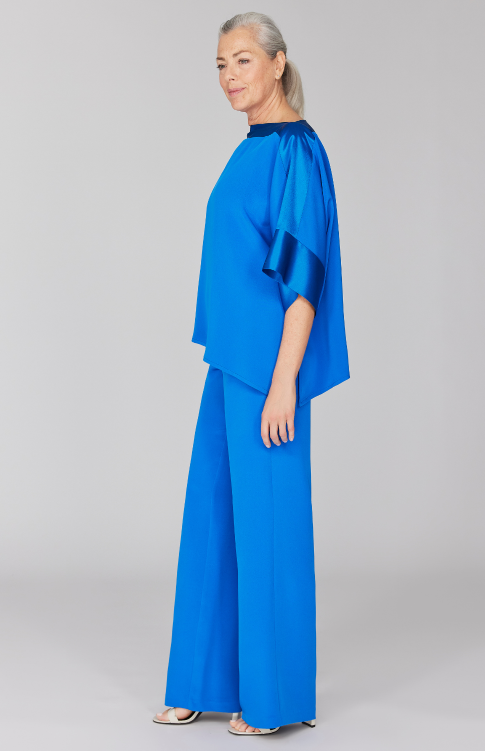 Silk Essential Wide Leg Pant w/Flat Front & Back Elastic