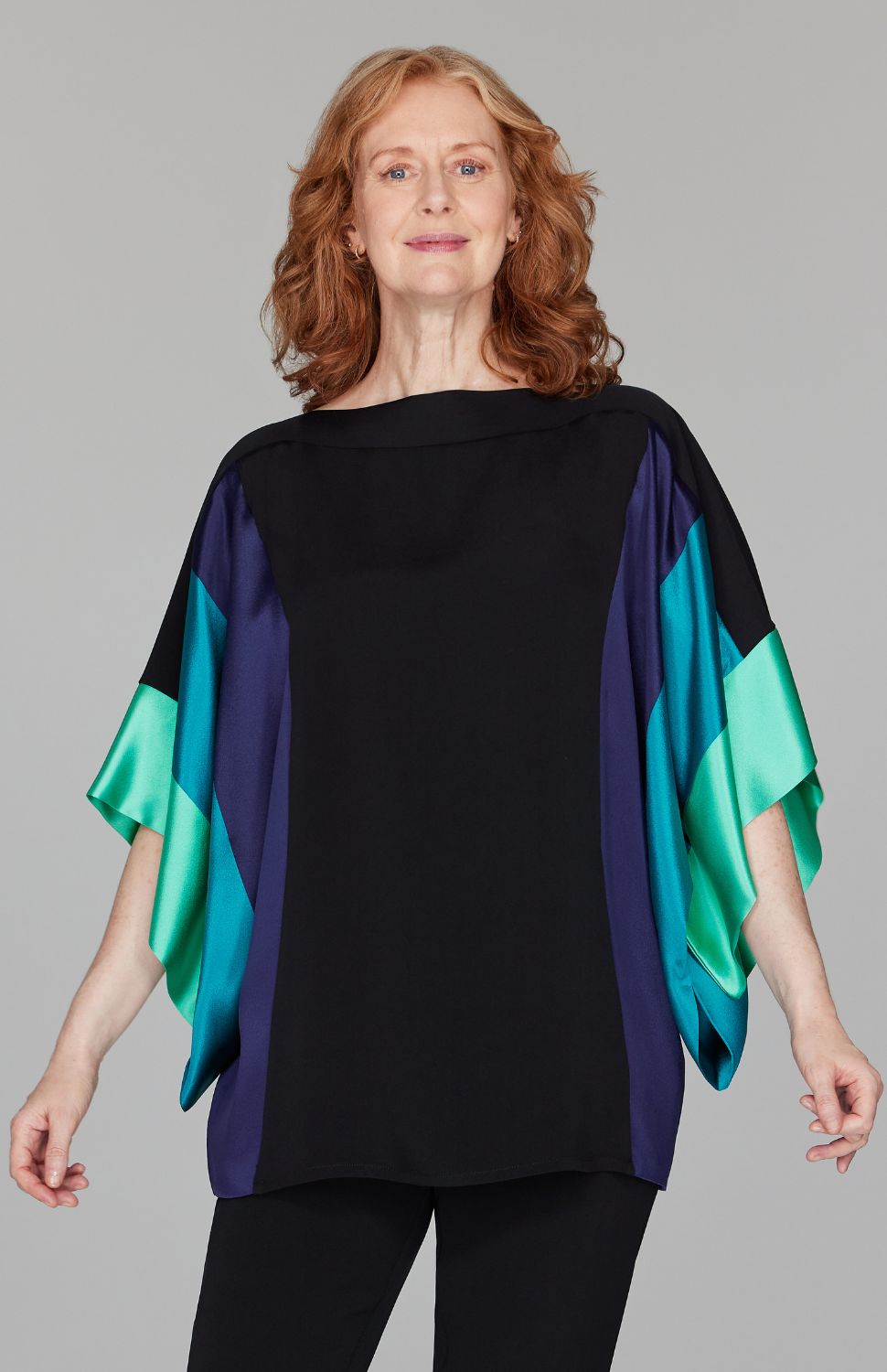 Silk Tunic w/Contrast Satin Bands
