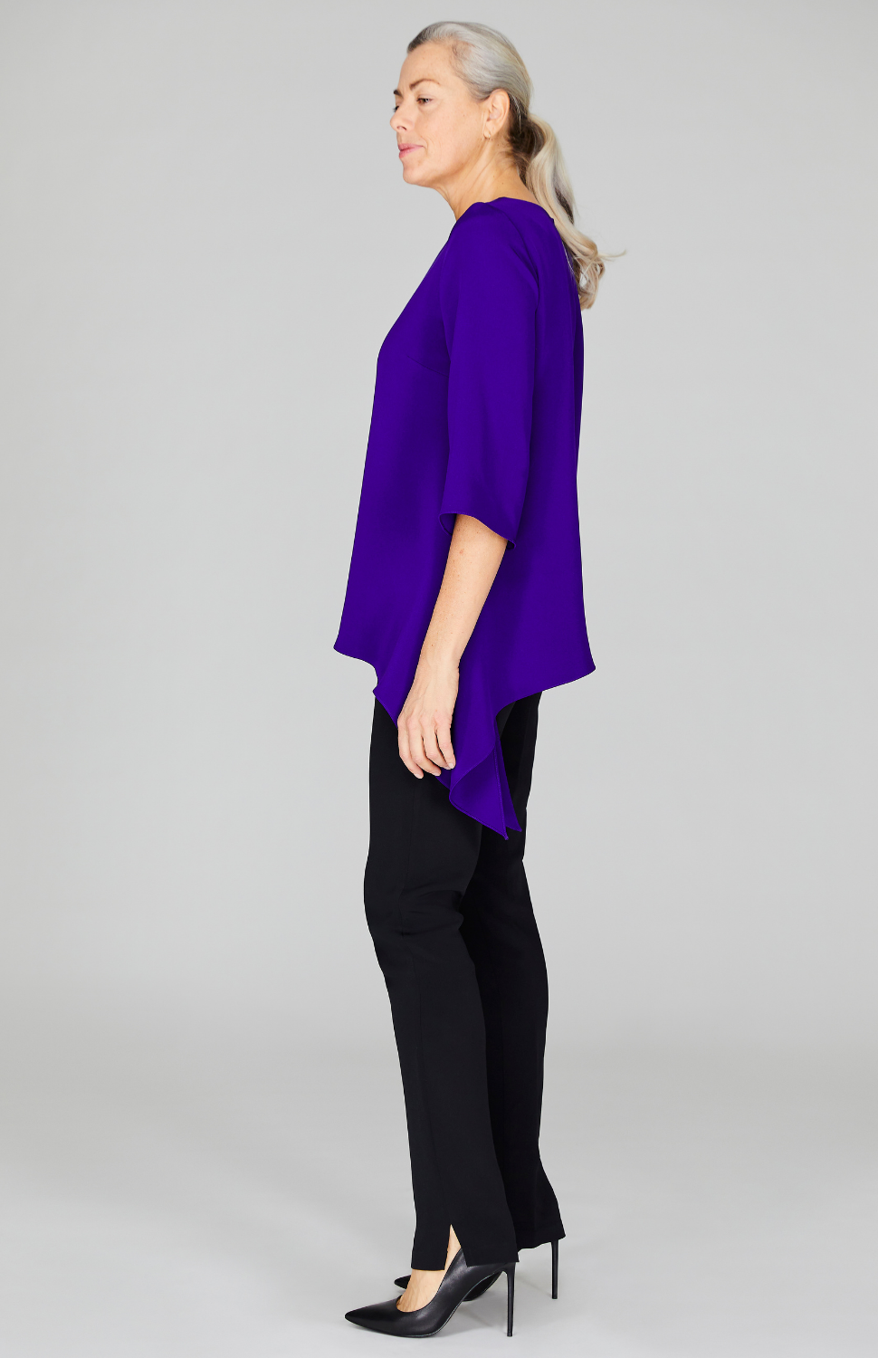 Silk Asymmetric Side Drape Tunic
