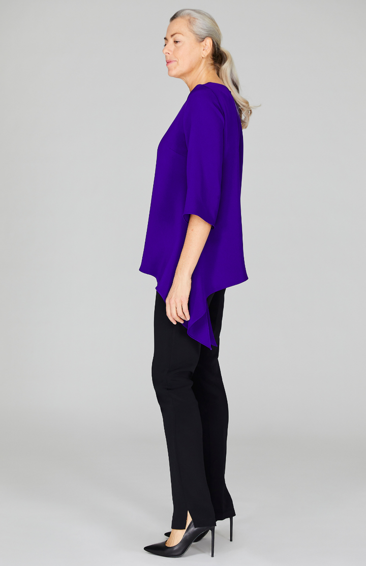Silk Asymmetric Side Drape Tunic