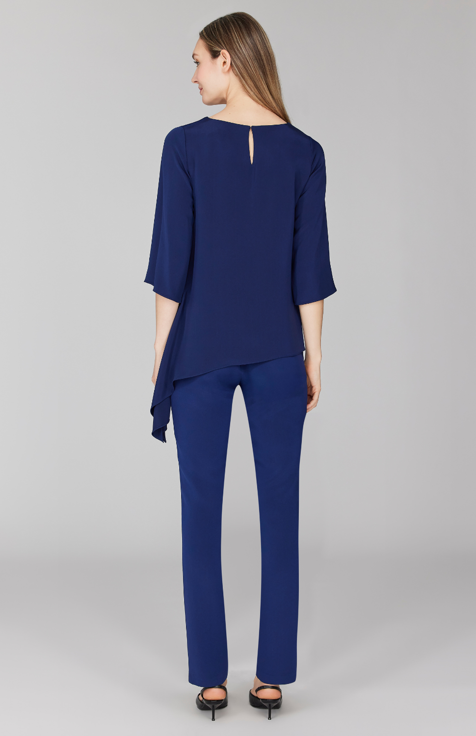 Silk Asymmetric Side Drape Tunic