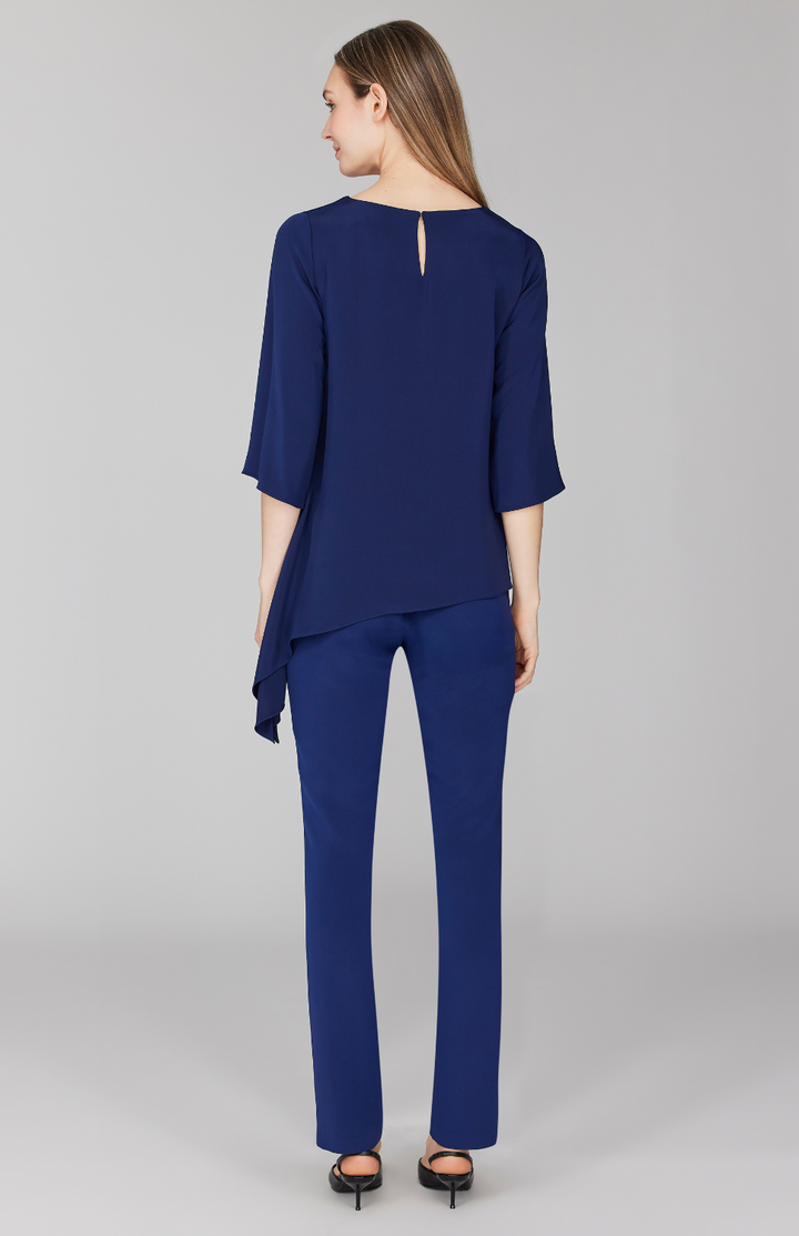 Silk Asymmetric Side Drape Tunic