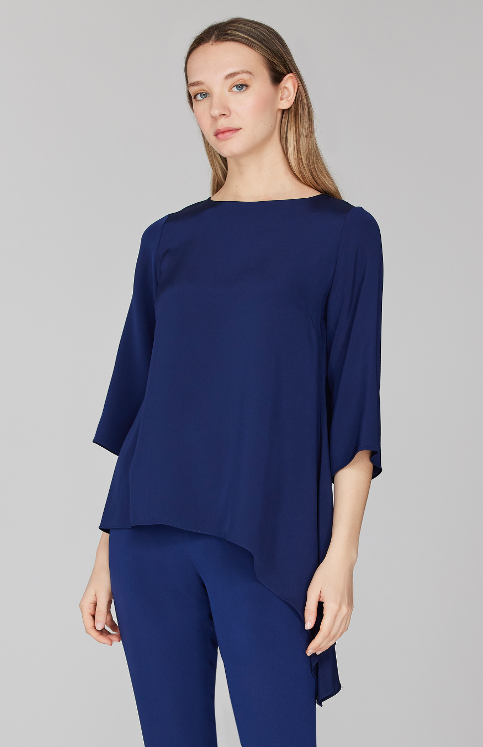 Silk Asymmetric Side Drape Tunic