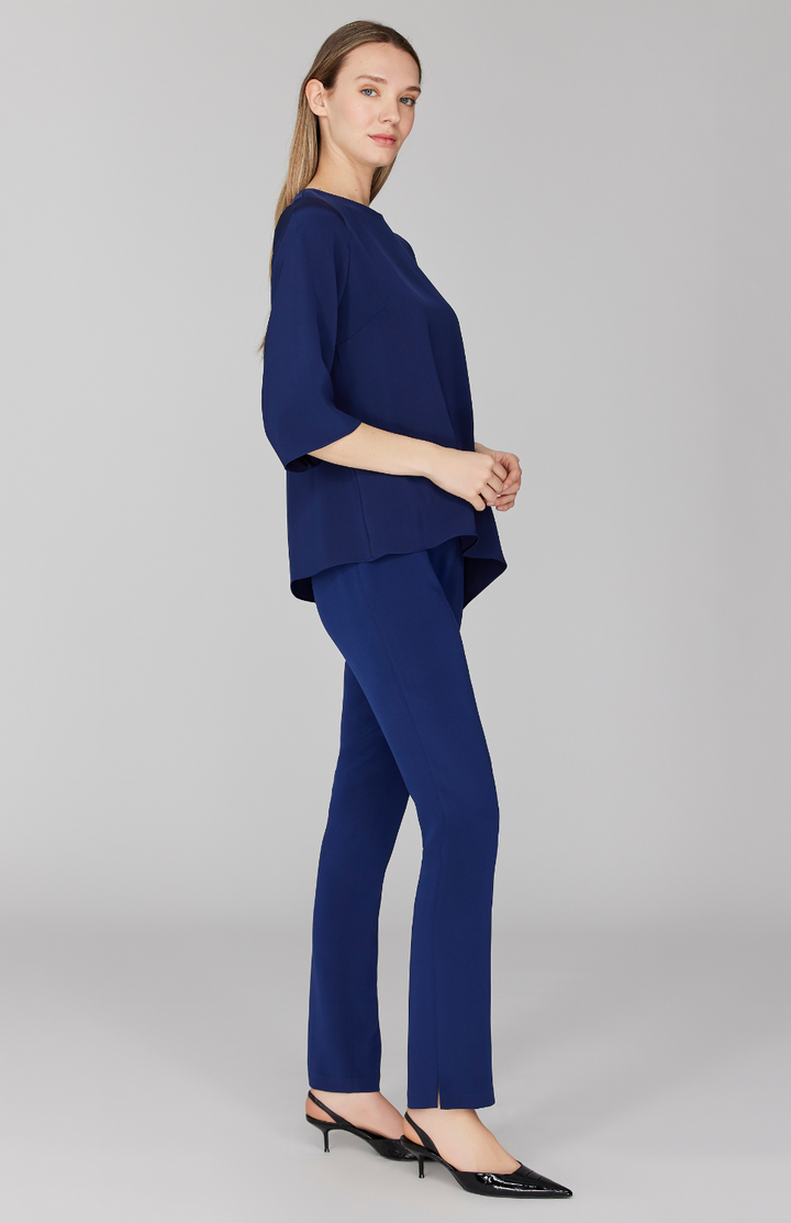 Silk Asymmetric Side Drape Tunic