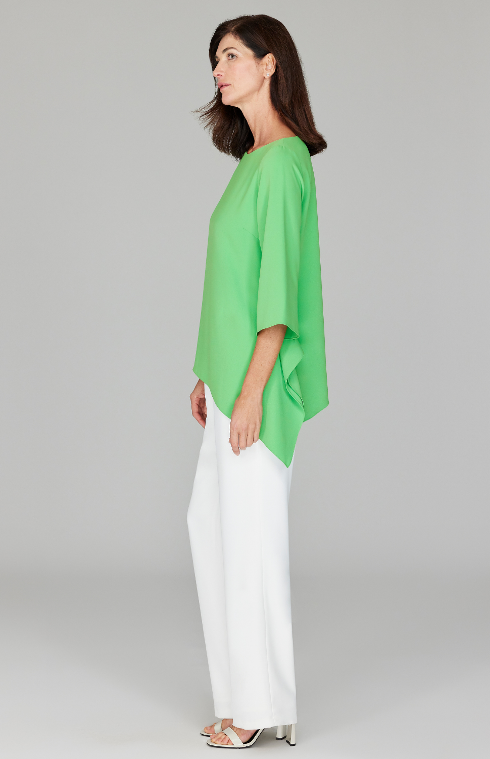 Lustrous Crepe Tunic w/ Side Drape