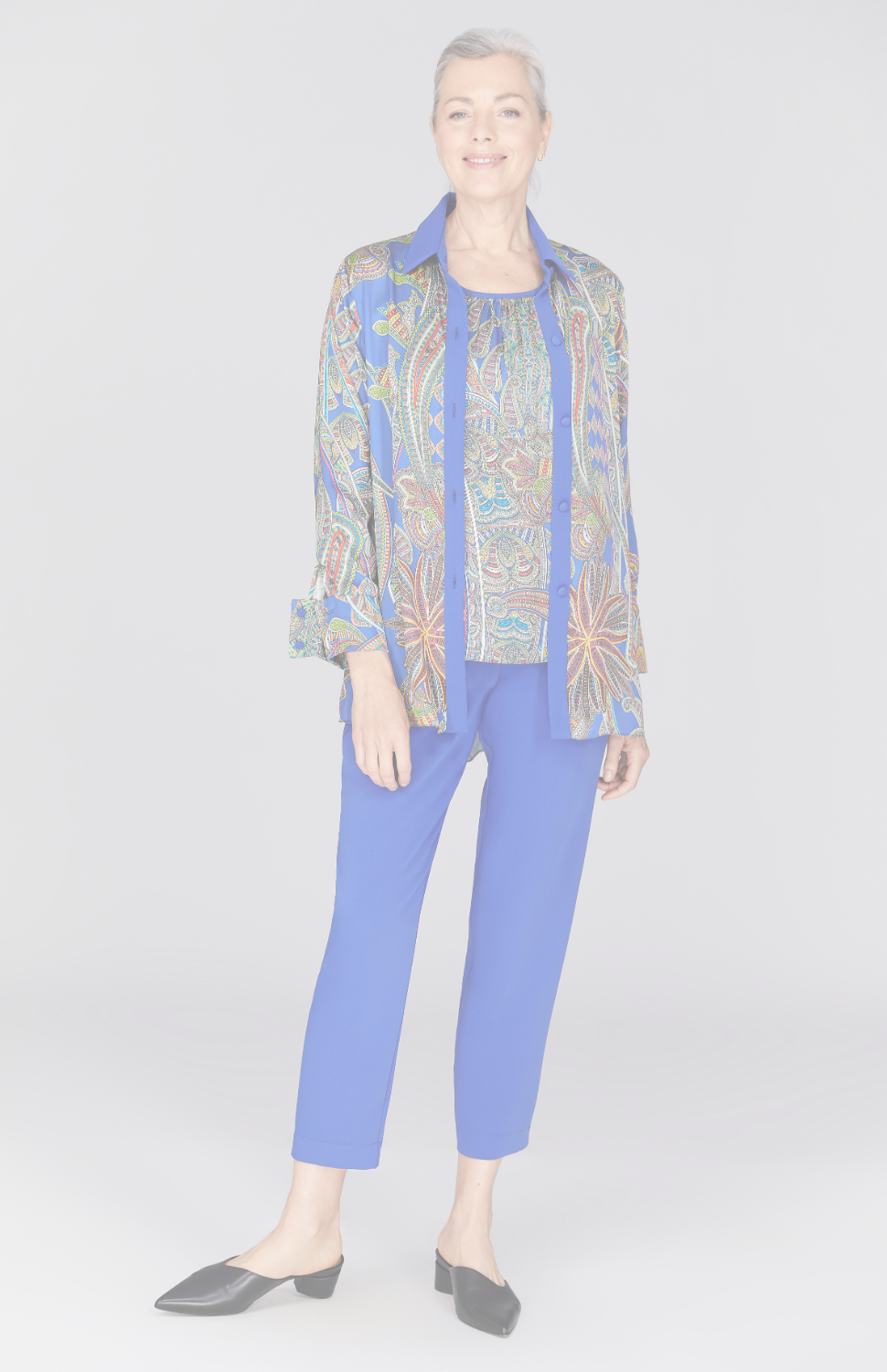 Paisley Print Collared Button Down w/ Side Tab