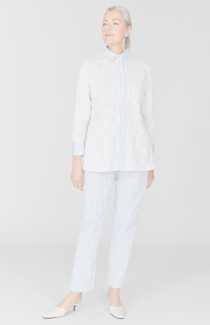 Tucked Pinstripe Narrow Crop Pant w/ Pockets