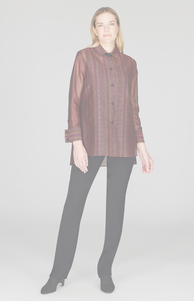 Sheer Stripe Collared Shirt w/ Side Tabs