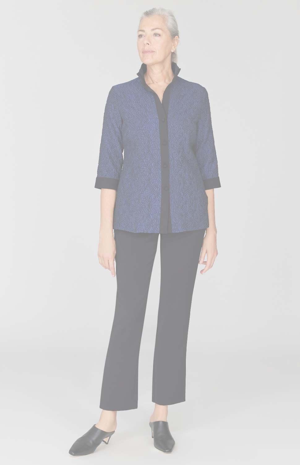 Etched Textural Jacquard High Neck Shirt