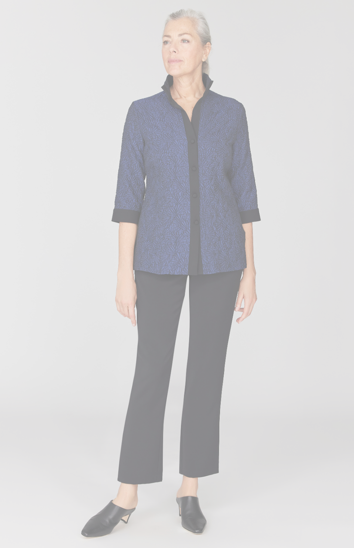 Etched Textural Jacquard High Neck Shirt