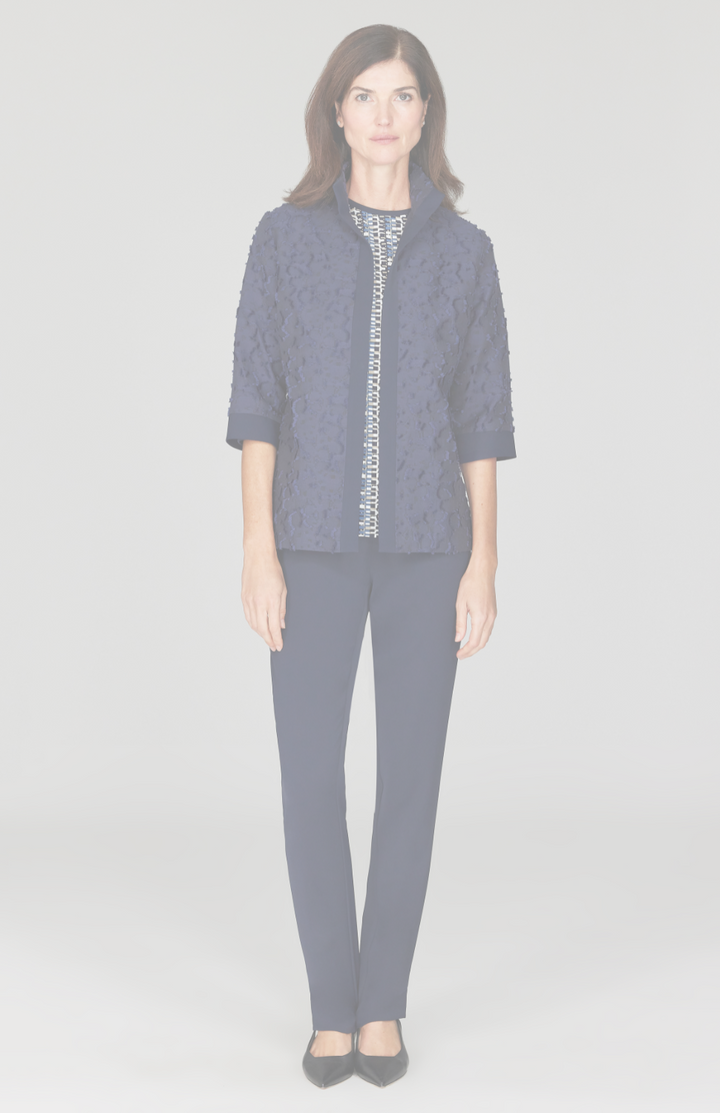 Eyelash Cotton Open Front High Neck Shirt Jacket