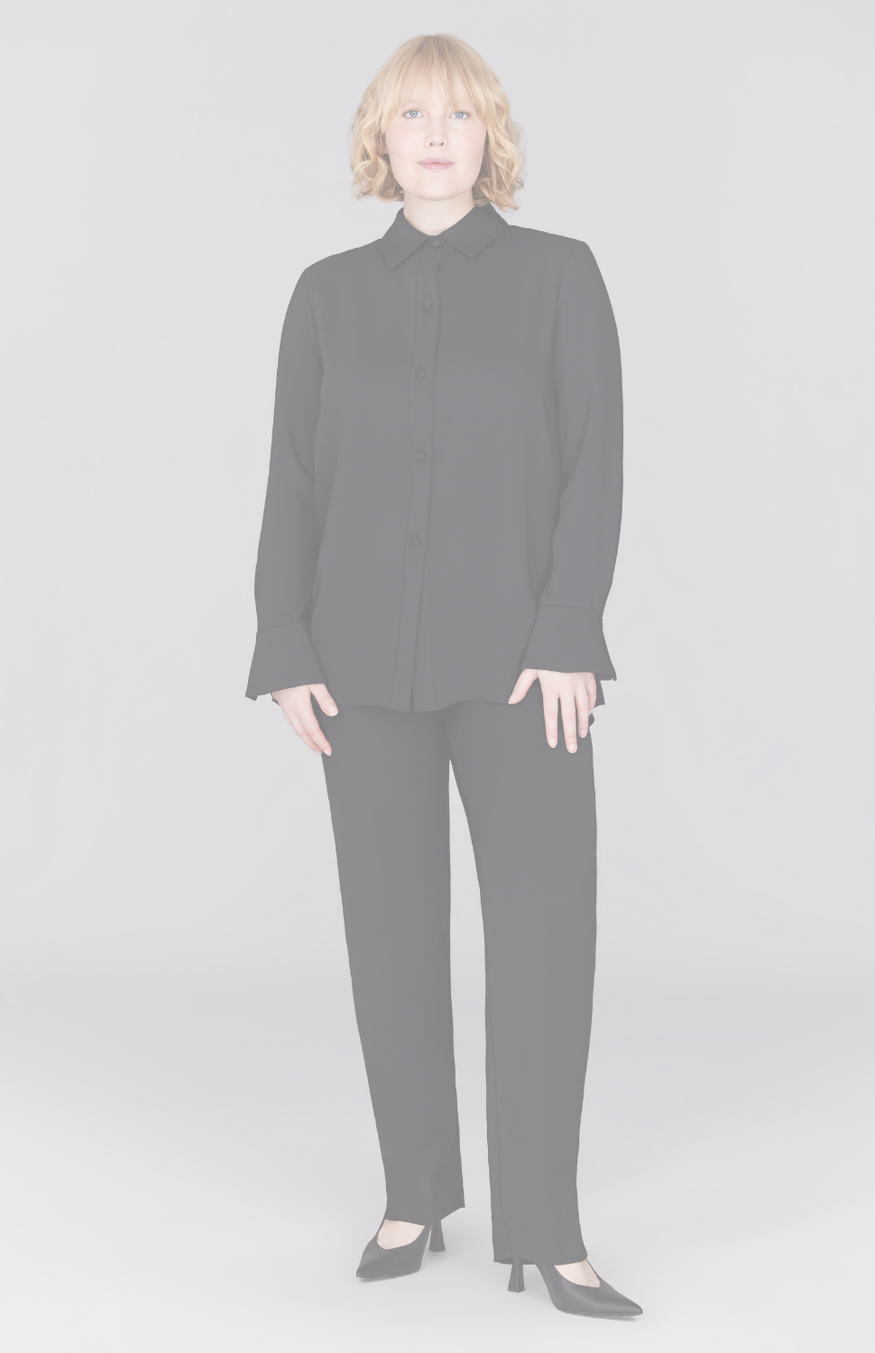 Lustrous Crepe Back Overlap Shirt