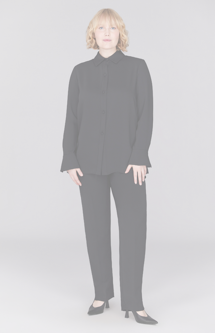 Lustrous Crepe Back Overlap Shirt