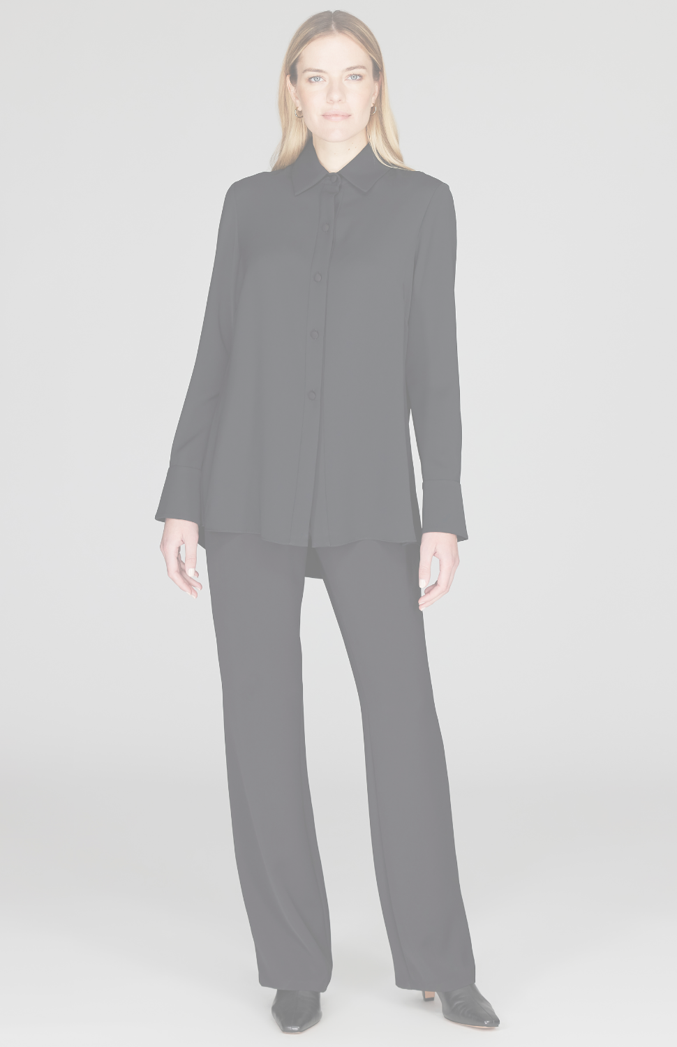 Lustrous Crepe Back Overlap Shirt