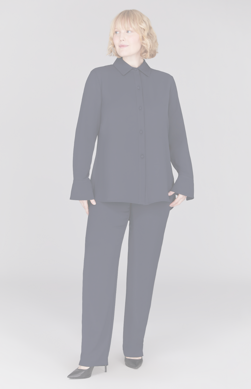 Lustrous Crepe Back Overlap Shirt