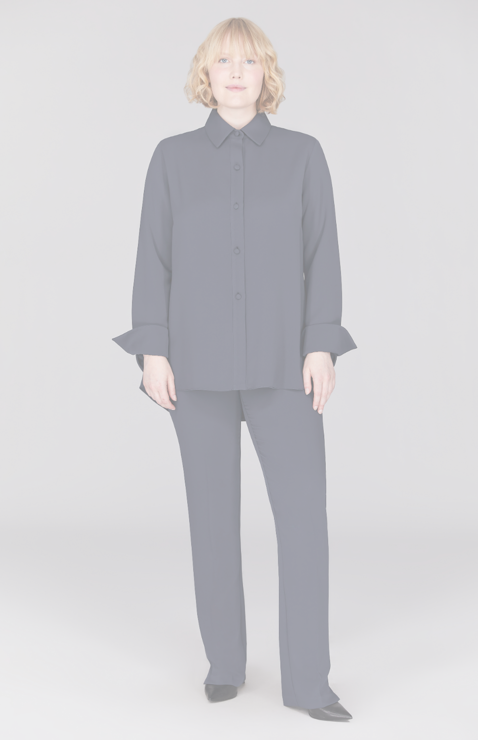 Lustrous Crepe Back Overlap Shirt