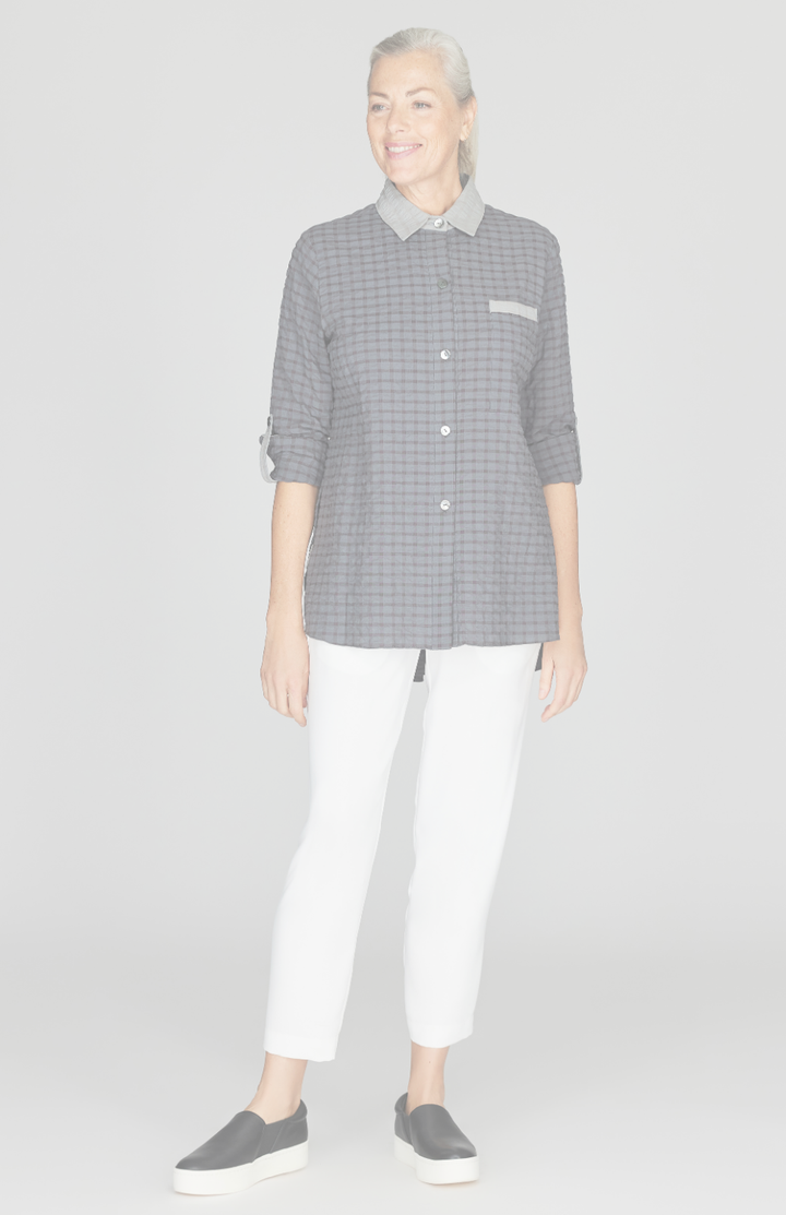 Crinkle Shirting Collared Button Down w/ Utility Sleeve