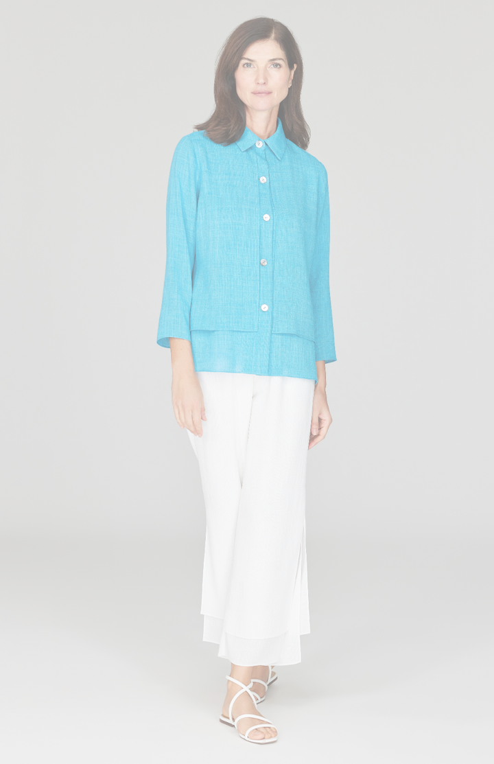 Microlinen Front Overlap Collared Shirt