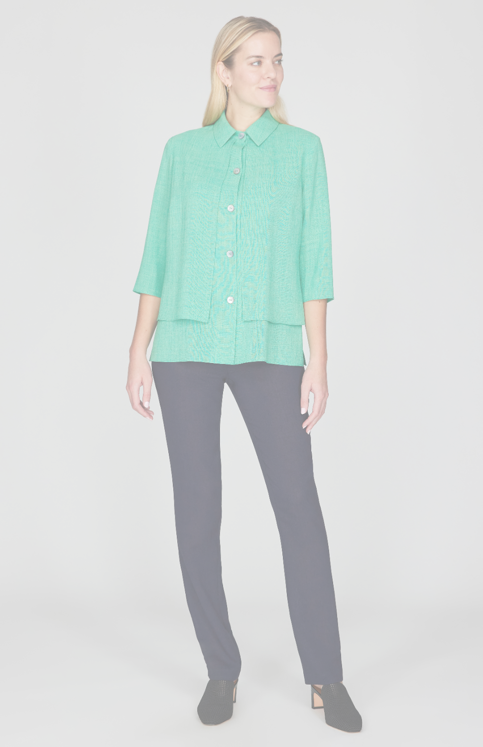 Microlinen Front Overlap Collared Shirt