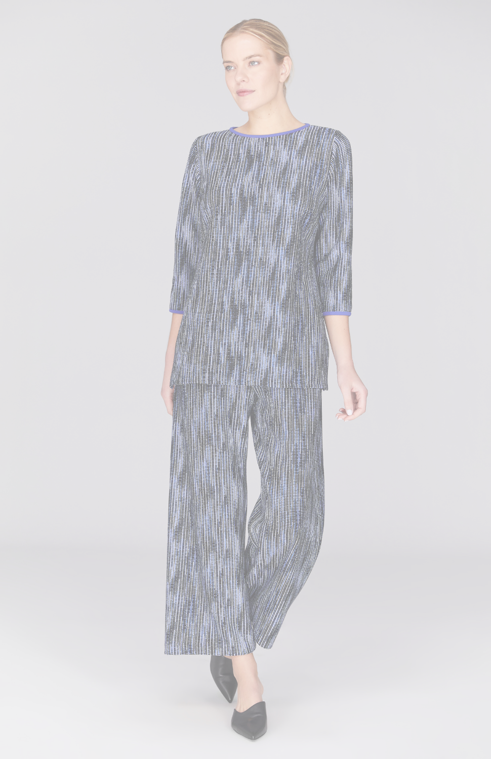 Lurex Knit Tweed Wide Leg Crop Pant w/ Back Elastic