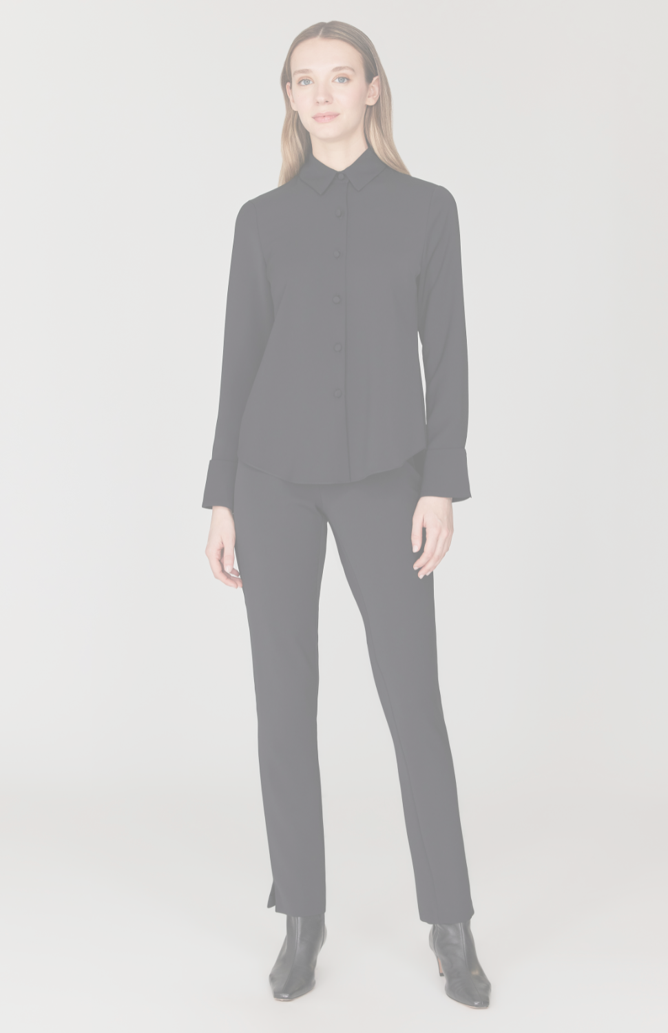 Lustrous Crepe Tailored Button Down Shirt