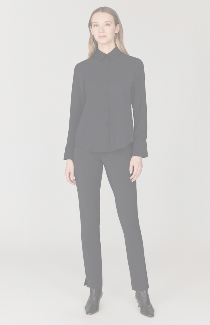 Lustrous Crepe Tailored Button Down Shirt