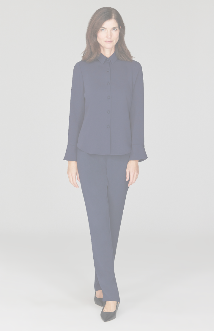 Lustrous Crepe Tailored Button Down Shirt