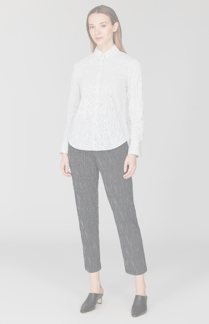 Tucked Pinstripe Narrow Crop Pant w/ Pockets